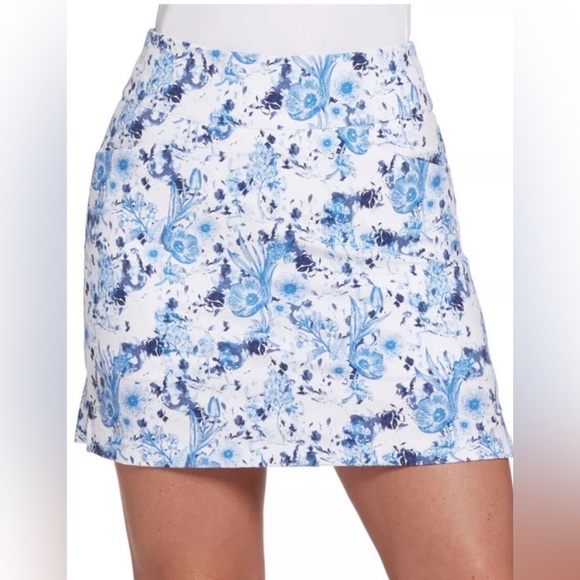 Lady Hagen Dresses & Skirts - Lady Hagan Floral Blue Toile Skort